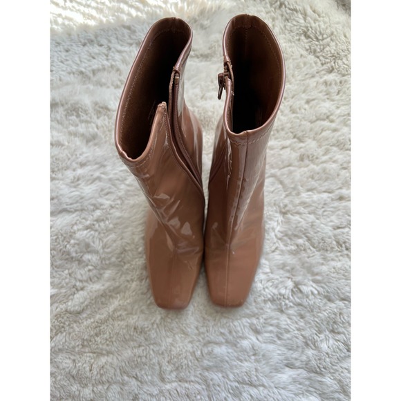 Steve Madden Mid Heel Boots Square Toe -Tan Size 9.5 - Picture 5 of 9